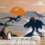 Fototapetti - Last dinosaurs with orange - abstract landscape for a room