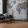 Fototapetti - Geography study - world map with signed countries in English