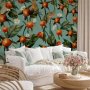 Fototapetti - Orange grove - plant motif with fruit and leaves on a blue background