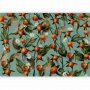 Fototapetti - Orange grove - plant motif with fruit and leaves on a blue background