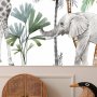 Fototapetti - Jungle Animals Wallpaper for Childrens Room in Cartoon Style