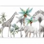 Fototapetti - Jungle Animals Wallpaper for Childrens Room in Cartoon Style