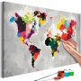 DIY kangas maalaus - World Map (Bright Colours)