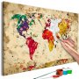 DIY kangas maalaus - World Map (Colour Splashes)