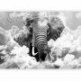 Itseliimautuvat fototapetit - Elephant in the Clouds (Black and White)