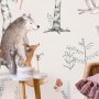 Itseliimautuvat fototapetit - Forest Land With Animals Painted in Watercolours