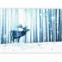 Itseliimautuvat fototapetit - Winter animals - deer motif on a forest background in shades of blue