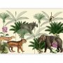 Itseliimautuvat fototapetit - Jungle Land With Animals in the Style of Old Engravings