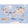 Itseliimautuvat fototapetit - World Map With Animal Illustrations