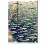 Sermi - Life in the Ocean - Underwater World of Fish and Vegetation in Beige and Navy Colors in Retro Style