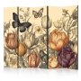 Sermi - Tulips in Cream - Illustration of Flowers and Butterflies on a Light Background