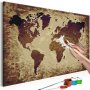 DIY kangas maalaus - World Map (Brown Colours)