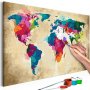 DIY kangas maalaus - World Map (Colourful)