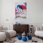 Juliste - Colorful Repetition - three flamingo silhouettes with an inspiring quote