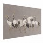 Juliste - Crane Dance - light bird silhouettes on a warm-gray textured background
