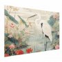 Juliste - Over the Asian Pond - illustration in the Japanese print style featuring a heron