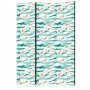 Sermi - Fish Leaping Above the Waves - Oriental Fish and Water Lilies Among High Waves in Sea Green Colors