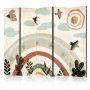 Sermi - Sun Above the Rainbow - Birds in Subdued Colors Flying Among Clouds Above a Rainbow and Vegetation on a Light Be