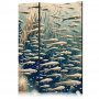 Sermi - Life in the Ocean - Underwater World of Fish and Vegetation in Beige and Navy Colors in Retro Style