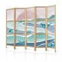 Japanilainen sermi - Picturesque Landscape with Fish - Sunset and Koi Fish in Shades of Turquoise and Blue Floating Abov