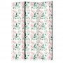 Sermi - Peonies - Pink and White Flowers and Green Leaves on a White Background