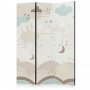Sermi - Cloudy Night Sky - Moons in Browns and Beiges Amid Numerous Clouds and Stars on a Light Background