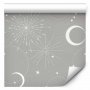 Tapetti - Cosmic Fireworks - Elegant pattern with moons and stars on a gray background