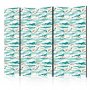 Sermi - Fish Jumping Above The Waves - Oriental Fish And Water Lilies Among High Waves in Shades of Sea Green