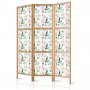 Japanilainen sermi - Peonies - Pink and White Flowers and Green Leaves on a White Background