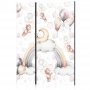 Sermi - Plush Bears with Balloons - Flying Light-Brown Bears Among Balloons - Clouds - and Rainbows in Subdued - Pastel 