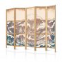 Japanilainen sermi - Turbulent Ocean - High Waves in Brown And Navy Colors on a Beige Background in Vintage Style
