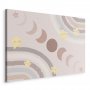 Taulu - Joyful Sky - Yellow Cheerful Stars with a Rainbow Against the Phases of the Moon in a Light Beige Sky Hue