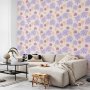 Tapetti - Floating Flowers - Tiny - wind-borne flowers in three colors - on a light background