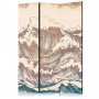 Sermi - Stormy Ocean - High Waves in Brown and Navy Colors on a Beige Background in Vintage Style