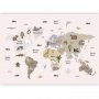 Fototapetti - Pastel Map - Animals and Continents for Childrens Room