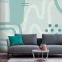 Fototapetti - Geometric forms and patterns - abstract background with turquoise patterns