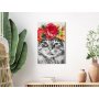 DIY kangas maalaus - Cat With Flowers