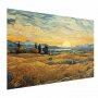 Juliste - Impressionistic fields - painted golden landscape with fields of grain