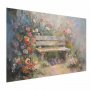 Juliste - Flowery bench - impressionist painting full of flowers