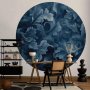 Pyöreä seinämaalaus - Dense dark blue abstract ornaments