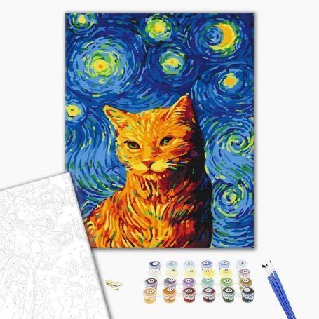 DIY kangas maalaus - Van Goghs cat