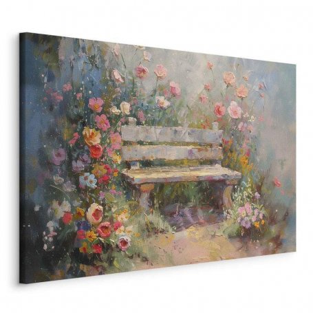 Taulu - Flowery bench - impressionist painting full of flowers