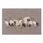 Taulu - Crane dance – bright silhouettes of birds against a warm grey background with texture