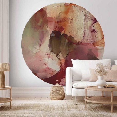 Pyöreä seinämaalaus - Spring composition – transparencies and forms in watercolor style