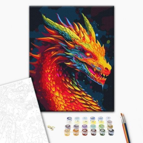 DIY kangas maalaus - Multicoloured dragon