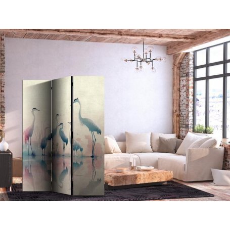 Sermi - Birds by the lake – herons painted in watercolours in delicate grey and pink colours