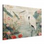 XXL-kuva - By an Asian pond - an illustration in the style of a Japanese engraving, depicting a heron