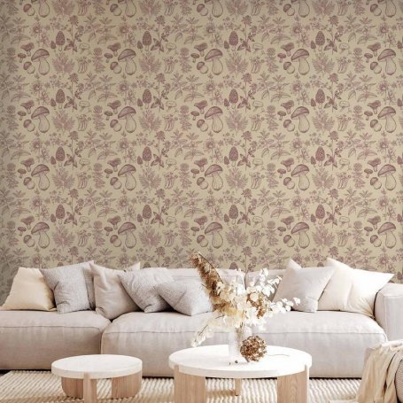 Tapetti - Beige mushrooms and herbs