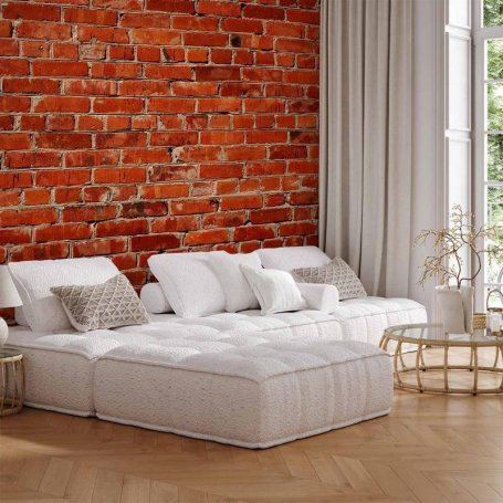Fototapetti - Old wall – retro-style red brick wall