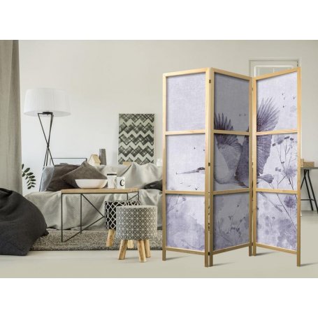 Japanilainen sermi - Majestic flight - a crane in flight in monochrome, cool colours